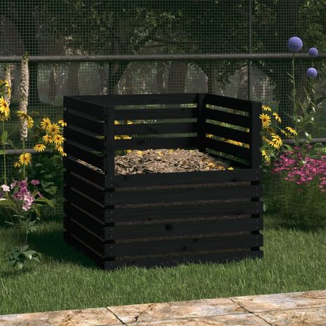 Composteur De 500 Litres Noir Pour Jardin. En Bois de pin. Bois Massif (1/5)