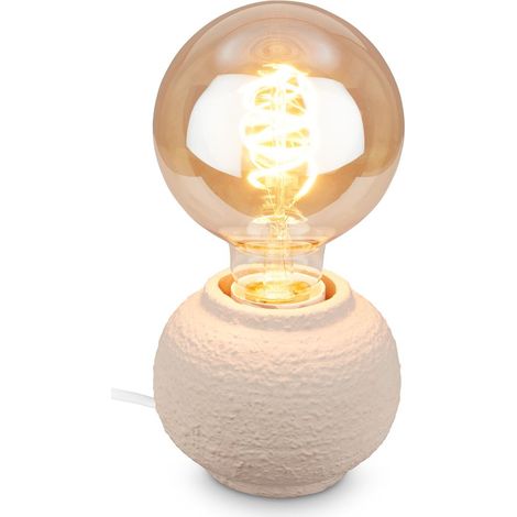 Briloner Tischleuchte Keramikfuß Ø10x8 cm E27 Fassung max. 25W Kabelschalter Beige - Tischlampe Wohnzimmer Schlafzimmer Flur (1/5)