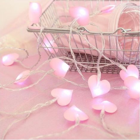 Lampe de décoration de guirlande lumineuse avec lumière blanche -15 m 10 LED forme de coeur d'amour rose alimenté par batterie (1/4)
