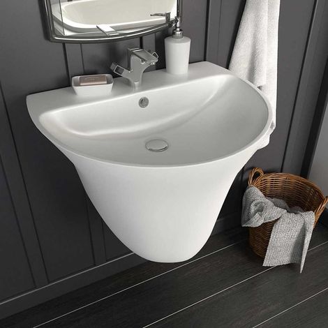Lavabo blanc, 56 x 48 x 42 cm, en céramique émaillée