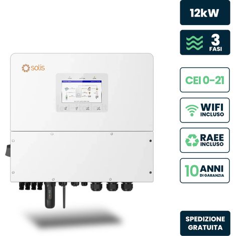 V-TAC Inverter Solis Trifase Ibrido Alta Tensione 12kW CEI 0-21 Meter TA IP66