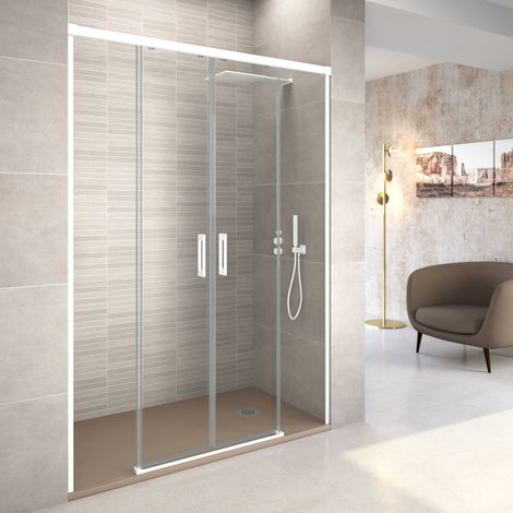 BATHME NIXON Mampara Frontal Ducha 2Fijos+2Correderas Blanco - Medida: 137-142 CMS - ref: YA12140200