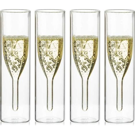 Flûtes à champagne - Non spécifié - Double paroi - Verre borosilicate - 4 pièces - 115 ml (1/4)