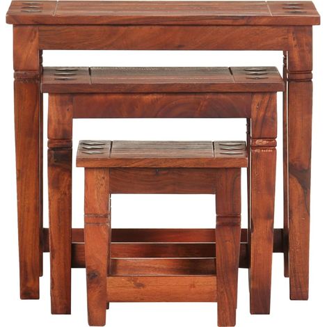 Maison Exclusive - Tables gigognes 3 pcs Bois d'acacia massif