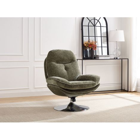 Fauteuil pivotant en tissu texturé vert ILMACA (1/4)