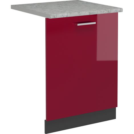 Tapa del lavavajillas R-Line, Rojo Burdeos alto brillo, 60 cm , ET Mármol, Vicco