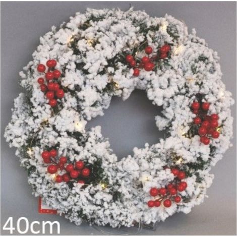 Ghirlanda natalizia PVC con bacche rosse 40 centimetri