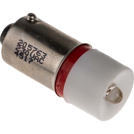 Voyant à LED Rouge, culot BA9S, 230V c.a. ( Prix pour 1 )
