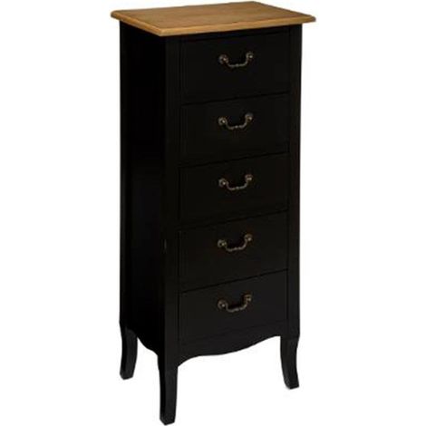 Atmosphera – Chiffonnier 5 tiroirs 113cm noir – MDF et bois pin – Design moderne compact – Rangement élégant pour intérieur (1/5)