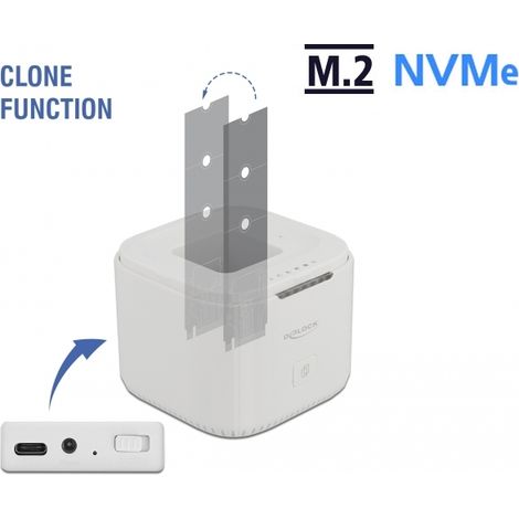 Delock M.2 EstaciÃ³n de acoplamiento para 2 x M.2 NVMe PCIe SSD con funciÃ³n de clonaciÃ³n