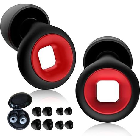 1 Paire Bouchon D'oreille Pour Dormir Anneau Ergonomique Bouchons D'oreilles Anti Bruit Bouchon Oreille Sommeil Bouchons Réutilisables En Silicone Pour Sommeil Voyage Étude (Noir et rouge) (1/5)