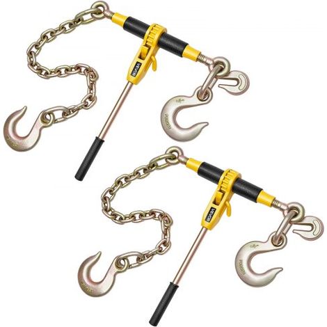 Tensor de Trinquete con Cadenas G80 de 10 mm x 62 cm,  2 Piezas Tensores de Trinquete Compatible con Cadenas de 10-12,7 mm Carga de 4173 kg para Asegurar cargas, Remolques y Plataformas (1/5)