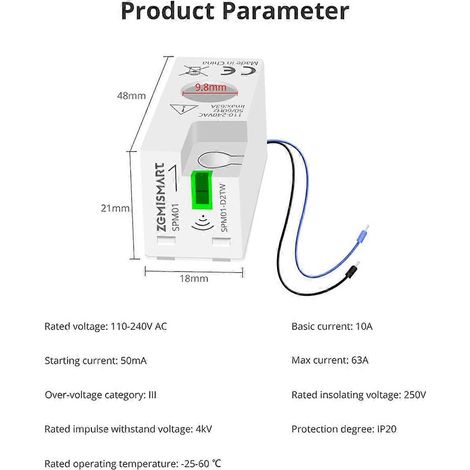 Capteur de surveillance électrique Tuya WiFi Mini Compteur d'énergie-- (1/5)