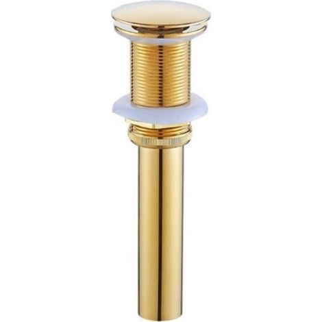 Bonde Et Accessoires Pour Vasque Et Lavabo,Pop-Up Rétro Bouchon Bonde De Lavabo Vidange Sans Trop-Plein En Laiton Bronze Universel Valve Draineur D'Evier Vasque Siphon, Or (1/5)