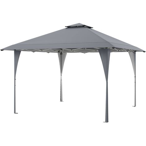 Tenda da gazebo con tetto ventilato e borsa per il trasporto, Riparo istantaneo regolabile 390 x 390 cm Grigio (1/4)