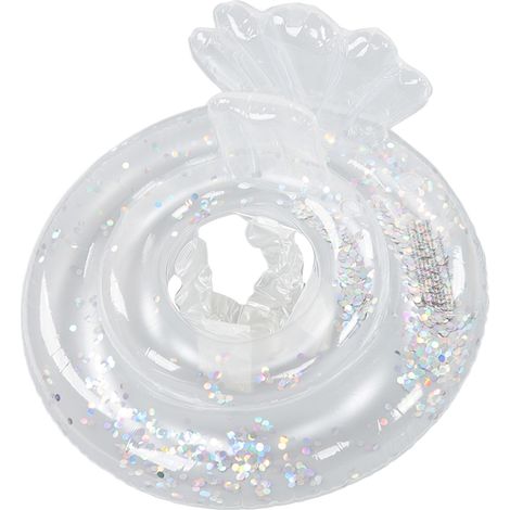Bouée bébé argentée à paillettes en forme de queue de poisson, anti-retournement, avec siège à double coussin gonflable pour les enfants de 1 à 4 ans (1/5)