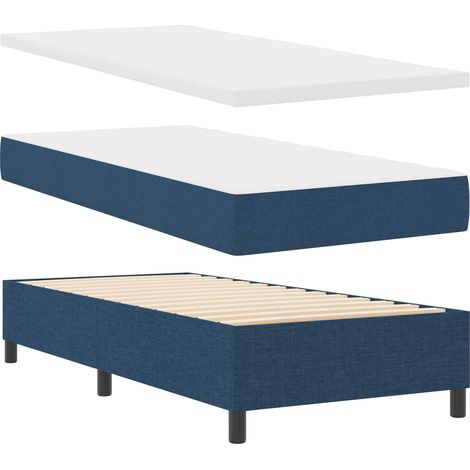 Lit à ressorts avec bandes LED Bleu 90 x 190 cm tissu (1/5)
