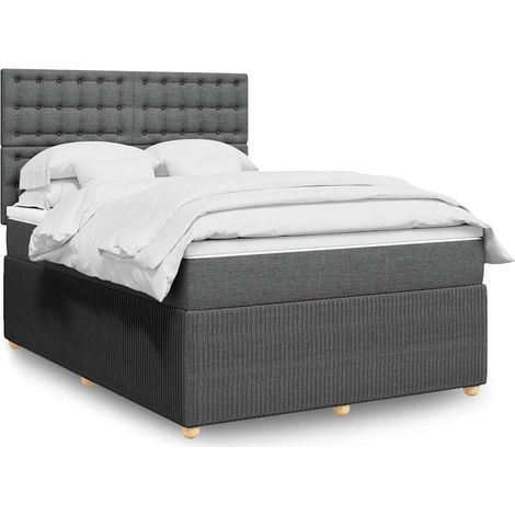 Boxspringbett mit Matratze Dunkelgrau 160x200 cm Stoff