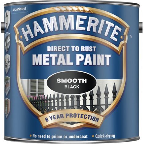 Hammerite 5084866 Direct to Rust Smooth Finish Metal Paint Black 2.5 Litre HMMSFB25L