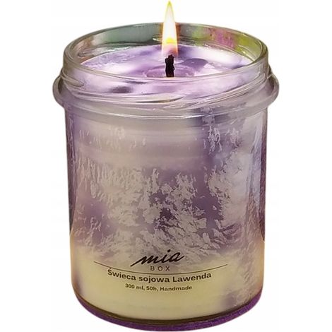 Candela marmorizzata in cera di soia alla lavanda, 240 g.
