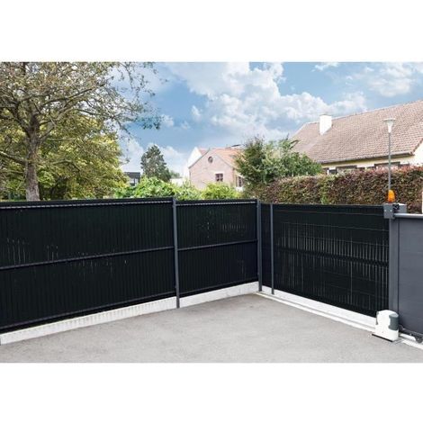 Sichtschutzlamellen-Set - NATUR - Für feste Zaunpaneele - Sichtschutz 4/5 - 1,225 x 2,50 m - Schwarz