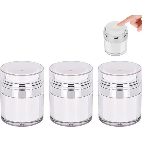 Set de trois pots pour crème trente millilitres avec pompe pour lotion et gel douche contenants vides rechargeables (1/5)