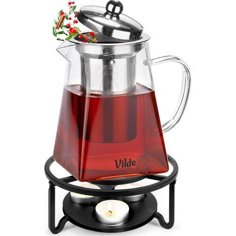 Teiera in vetro resistente al calore con infusore da 730 ml + elemento riscaldante (1/5)