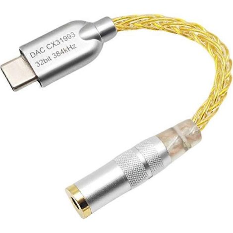 Convertisseur numérique-analogique (DAC) pour casque HiFi, câble USB-C vers jack 3,5 mm, puce CX31993, décodeur audio 32 bits/384 kHz, amplificateur pour écouteurs intra-auriculaires. (1/5)