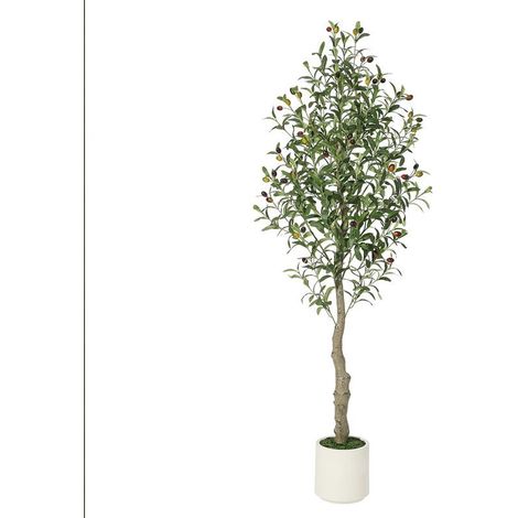 Künstliche Olivenbäume, 150 cm, mit weißem Topf, große künstliche Pflanzen, für Zuhause, Wohnzimmer, Schlafzimmer, Büro, moderne Dekoration, Einzugsgeschenk (150 cm - 2 Stück) (1/5)