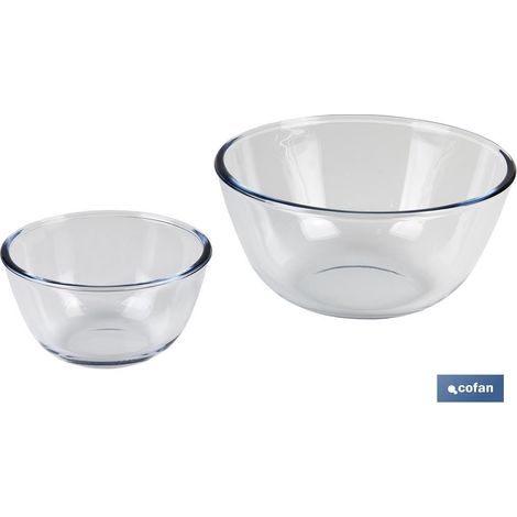Set De 2 Ensaladeras De Vidrio Borosilicato Modelo Baritina 800 Ml - 2700 Ml