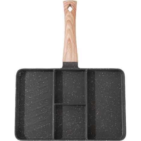 Plat de cuisson antiadhésif divisé - plat de cuisson multi-grilles, excellentes performances antiadhésives Marmite segmentée à haute efficacité, plaque de cuisson résistante à la chaleur (1/4)