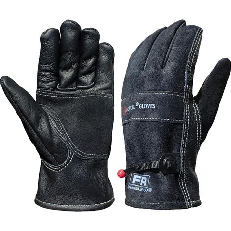 Gants de travail en cuir pour homme ou femme - Grand gant pour jardinage, soudage Tig/Mig, construction, tronçonneuse, ferme, ranch, etc. Cuir de vachette doublé de coton - Utilitaire - Prise (1/5)