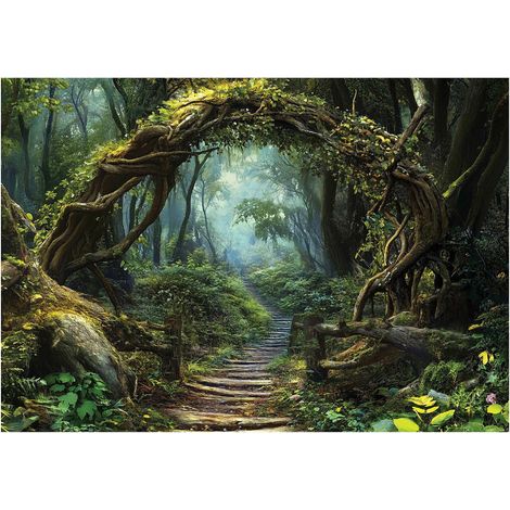 Papier peint mural chemin forêt nature arbres intissé grand format design intérieur salon chambre pas cher 150x105 cm (1/5)