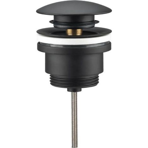 Bonde de lavabo clic-clac universelle – Diamètre 45 mm – Laiton noir mat – Avec trou de trop-plein – Durabilité anti-corrosion (1/5)
