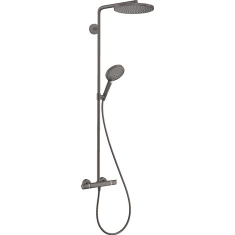 Hansgrohe Raindance Select S - Set doccia Showerpipe con termostato, getto singolo, cromo nero spazzolato 27633340 (1/5)