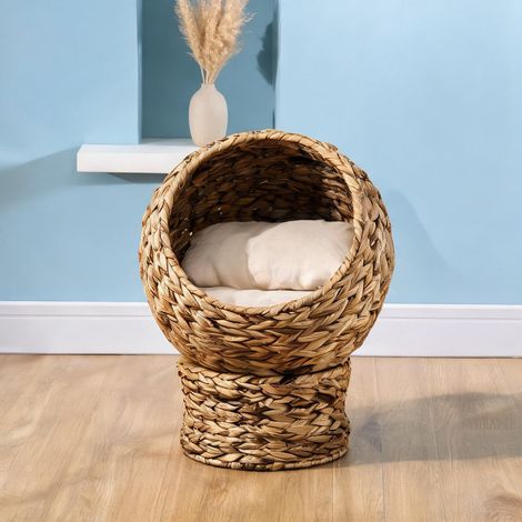 Maison pour chat marron en bananier 40 x 37 x 51 cm (1/5)