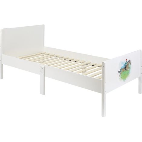 Kids Single Bed Frame - Horse Rider - L199 x W95 x H80 cm - White