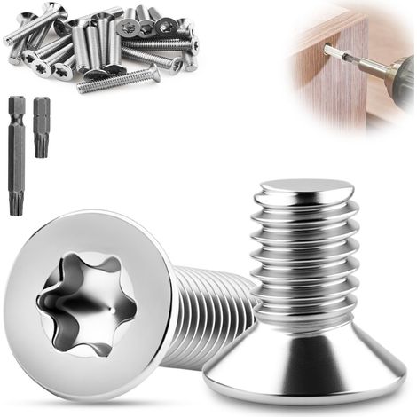 120 Pièces M3 Vis Tête Fraisée M3 x 10 mm Vis Fraisée DIN 7991/ISO 10642 Inox A2 V2A Filetage À Six Pans Creux Torx Pour Machine Meubles Argentées (1/5)