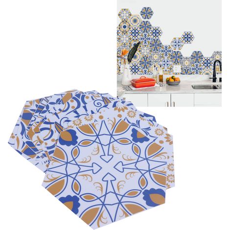 Lot de 10 stickers muraux à motifs floraux, imperméables et résistants à l'usure, pour salle de bain. (1/5)