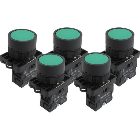 5 x 22mm 1 NO N/O Verde Signe Momentanée Bouton interrupteur 600V 10A ZB2-EA31 (1/2)
