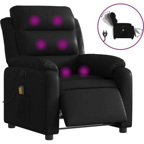 Fauteuil de massage électrique inclinable en similicuir noir (1/5)