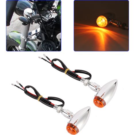 Clignotants Moto Bullet 2 Pièces Feux Indicateurs Accessoire Customisation Couvercle Argent Jaune (1/5)