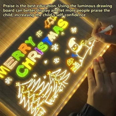 Tableau Lumineux - 30x20 cm - 12 Couleurs LED - Support Réglable - Pour Bureau École Décoration Intérieure - 1 Pièce (1/4)