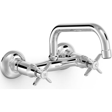 GRIFO BIMANDO MURAL PARA COCINA CON CAÑO SUPERIOR (1/2)