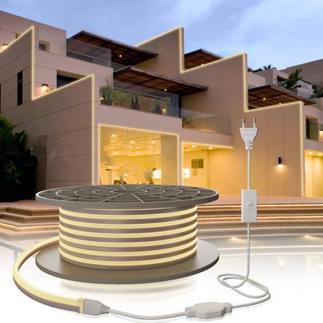 5 m LED Strip, 220 V Neutral Flexible LED Strip Light, 120 LEDs/M, PVC Cuttable Waterproof IP65 Neon Strip for Indoor Outdoor Decoration, Includes AC Adapter (1/5)