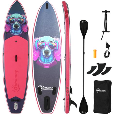 SUP gonflable avec siège, pagaie et accessoires, en plastique et EVA, 335 x 82 x 15 cm, bleu et rose