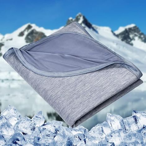 Kühlende Decke für Menschen, denen nachts warm wird, dünn, leicht, atmungsaktiv, weich, doppelseitig, verbessert für den Sommer, lindert nächtliches Schwitzen, hellblau [NX] (1/5)