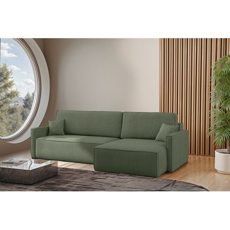 Ecksofa Schlafsofa Sofa LOUIS Stoff Scala Grün Ottomane Rechts (1/4)