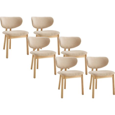 Sedia in tessuto e legno di hevea Beige - Lotto di 6 - FALDRA