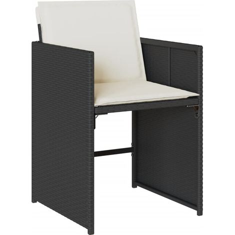 vidaXL Sedie da Giardino con Cuscini 4 pz Nere in Polyrattan (1/5)